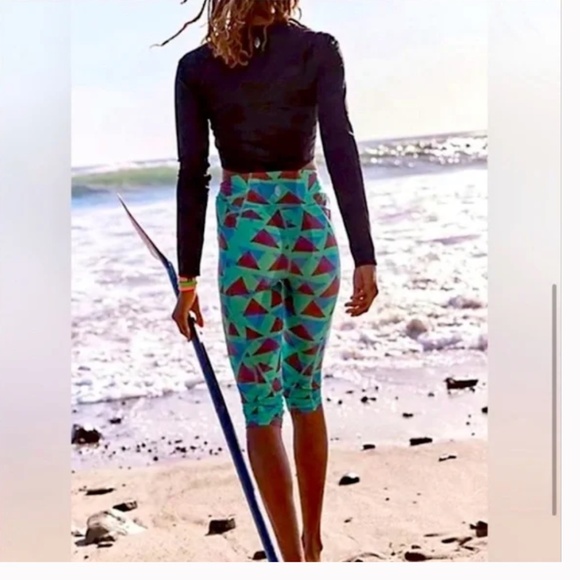 FREE PEOPLE MOVEMENT Make Way Printed Rasher Leggings Green Multi Size Small - Picture 2 of 13